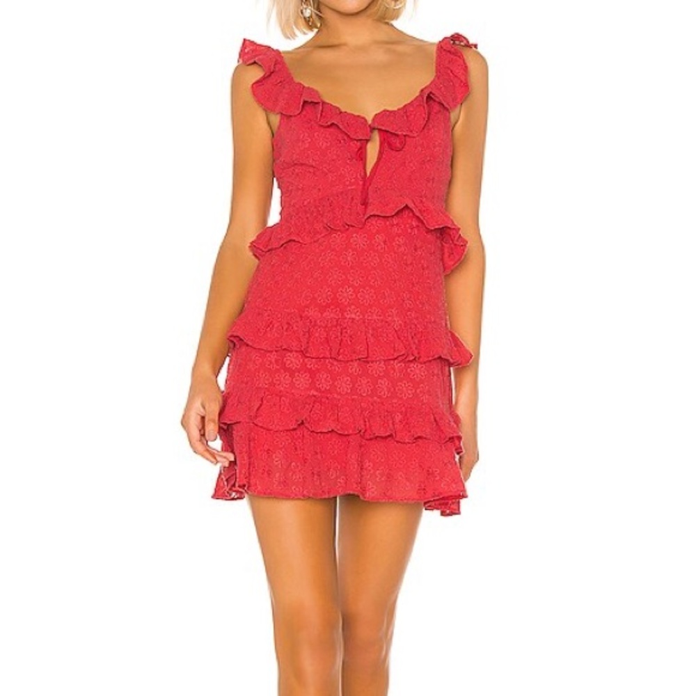 Lovers + Friends Red Ruffle Mini Dress